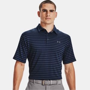 Under Armour Playoff Polo Stripe - Blue Gray, Medium